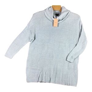 Halogen Women’s 3X Light Blue Ribbed Knit Mock Neck Pullover Sweater NWT